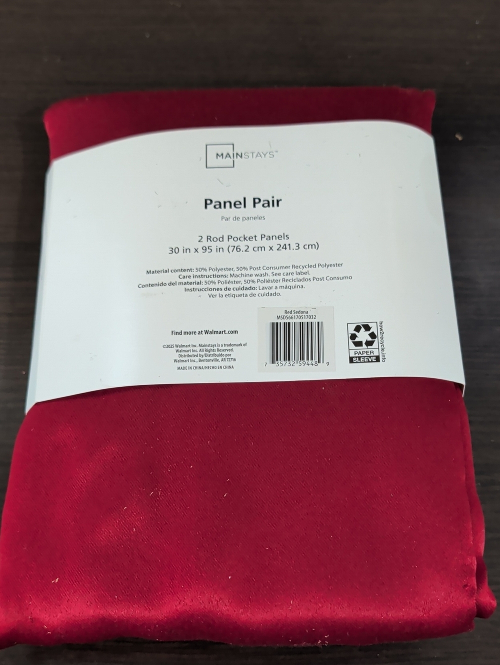 Mainstays Red Rod Pocket Curtain Panel Pair